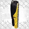 FIGHTERS - Pantalones de Kickboxing / Satín / Negro-Amarillo / XS