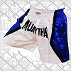 FIGHT-FIT - Muay Thai Shorts / Weiss-Blau / XL