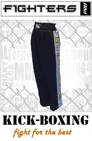 FIGHT-FIT - Pantalones de Kickboxing / Satín / Negro / XXS