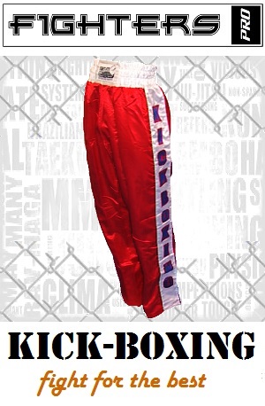 FIGHT-FIT - Kick-Boxing Hosen / Satin / Rot / XL