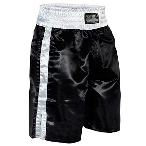 FIGHT-FIT - Shorts de Boxeo Largo / Negro-Blanco / XL
