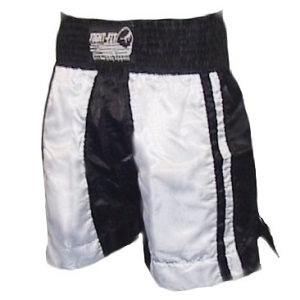 FIGHT-FIT - Pantaloncini da Boxe / Nero-Bianco / Small