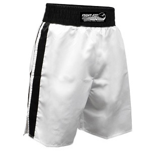 FIGHT-FIT - Pantaloncini da Boxe / Bianco-Nero / Large