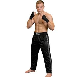 FIGHT-FIT - Kick-Boxing Hosen / Satin / Schwarz / Large