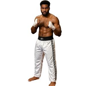 FIGHT-FIT - Kick-Boxing Hosen / Satin / Weiss / Large