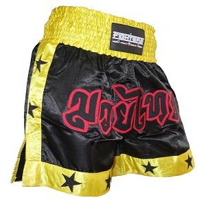 FIGHTERS - Shorts de Muay Thai / Noir-Jaune / Small