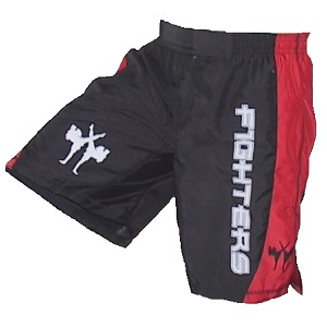 FIGHTERS - Pantaloncini da MMA / Cage / Nero-Rosso / Large