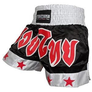 FIGHTERS - Pantalones Muay Thai / Negro-Blanco / Medium