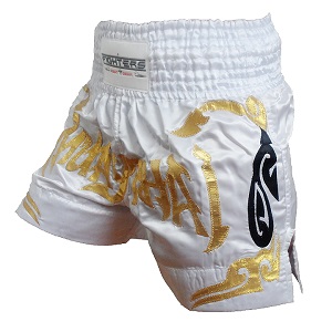 FIGHTERS - Pantalones Muay Thai / Blanco-Oro / Large