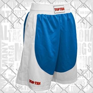 Top Ten - Shorts de boxeo para hombre / Azul-Blanco / Small